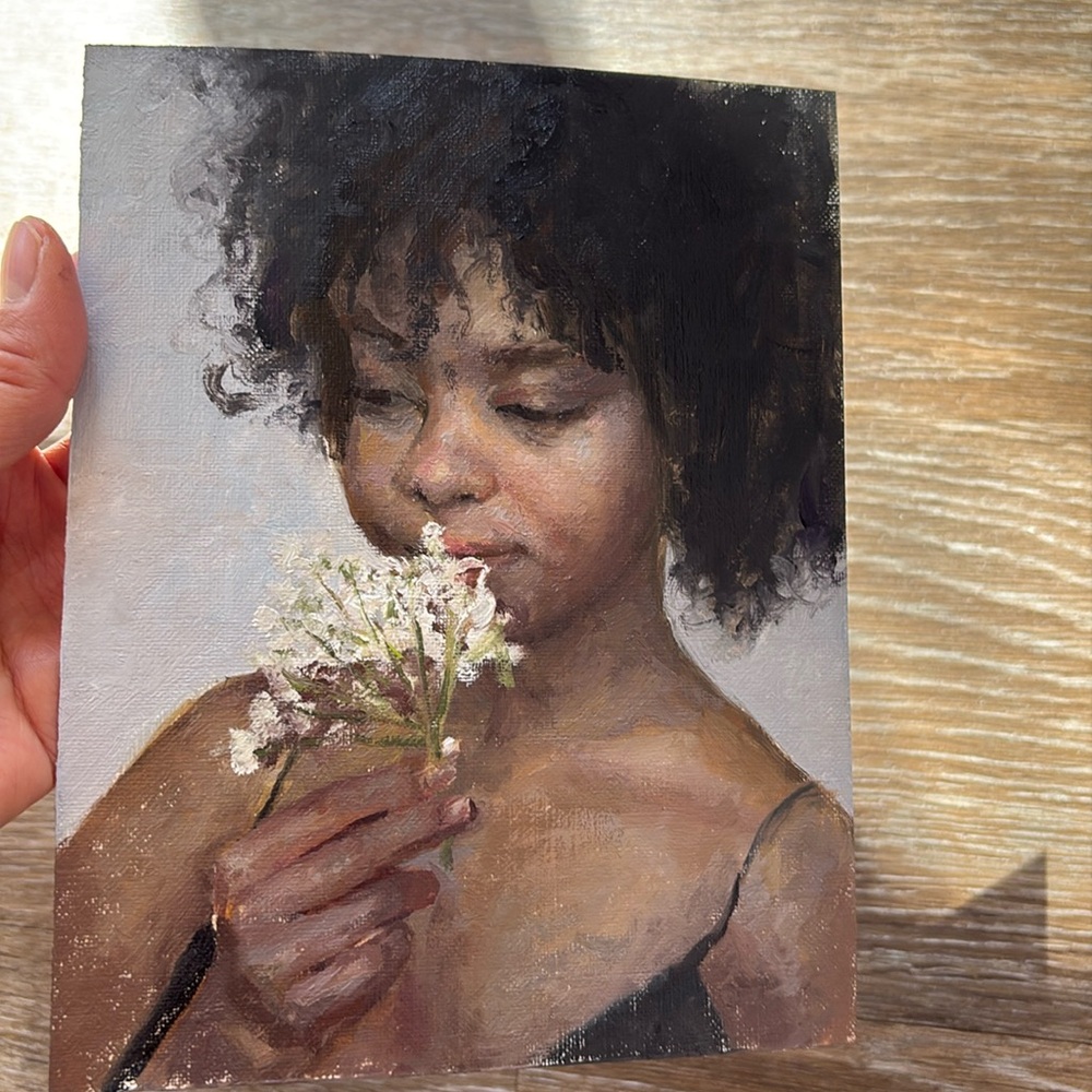 Oil painting- girl with flower - Picture 8 of 10